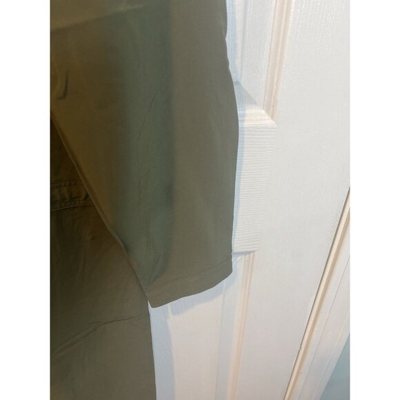 Orvis XL Army Green Button Down Utility Drawstring Waist Short Dress Zip Pockets - Picture 6 of 13